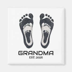 New Grandma Baby Footprints Established Date Magnet
