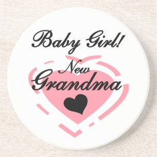 New Grandma Baby Girl Pink Heart Gifts Coaster