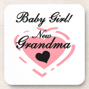 New Grandma Baby Girl Pink Heart Gifts Coaster