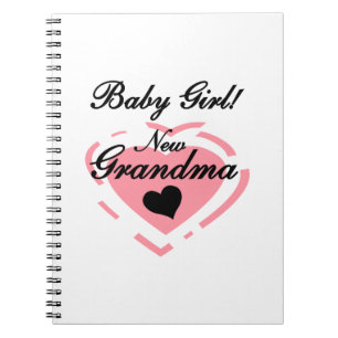 New Grandma Baby Girl Pink Heart Gifts Spiral Notebook