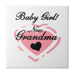 New Grandma Baby Girl Pink Heart Gifts Tile