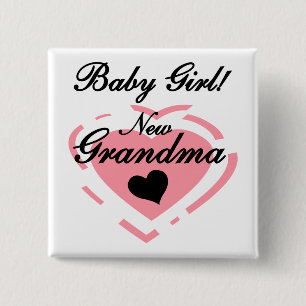 New Grandma Baby Girl Tshirts and Gifts 15 Cm Square Badge