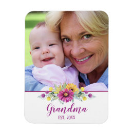 New Grandma Elegant Flowers Photo Magnet