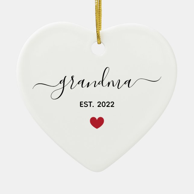 New grandma ‘est year’ ceramic ornament  (Front)
