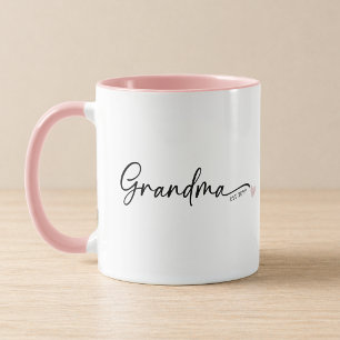 New Grandma Established Year Script Pink Mug