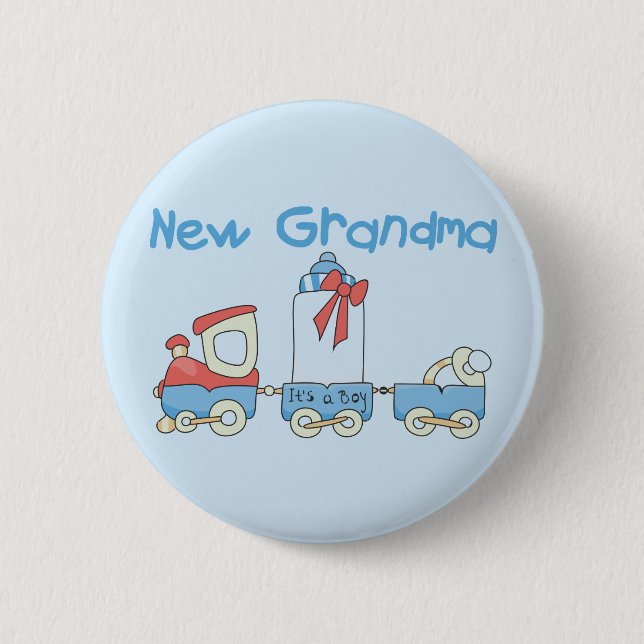 New Grandma of Boy-Train Tshirts and Gifts 6 Cm Round Badge (Front)
