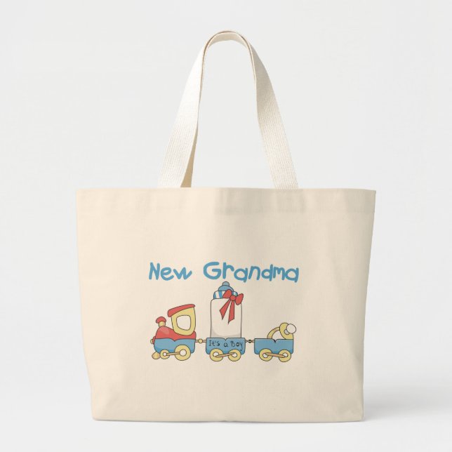 New Grandma of Boy-Train Tshirts and Gifts Large Tote Bag (Front)
