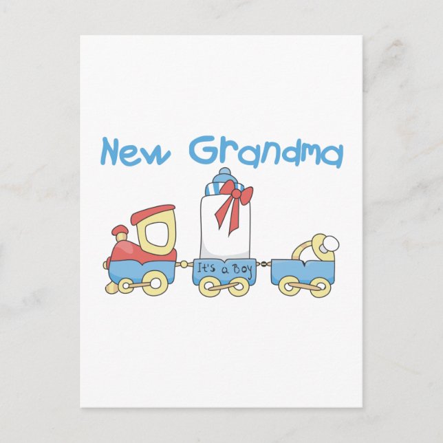 New Grandma of Boy-Train Tshirts and Gifts Postcard (Front)