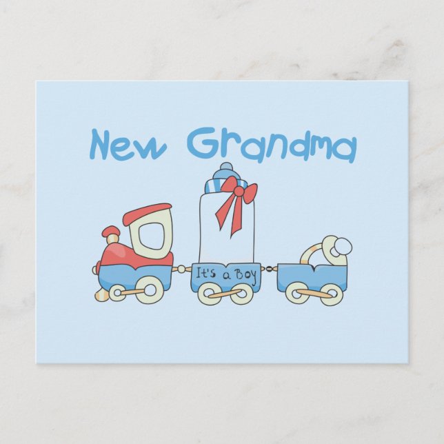 New Grandma of Boy-Train Tshirts and Gifts Postcard (Front)