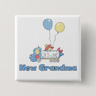 New Grandma of Boy Truck Tshirts and Gifts 15 Cm Square Badge