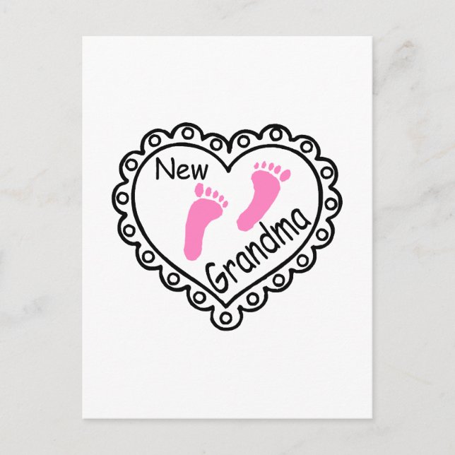 New Grandma Pink Heart Postcard (Front)