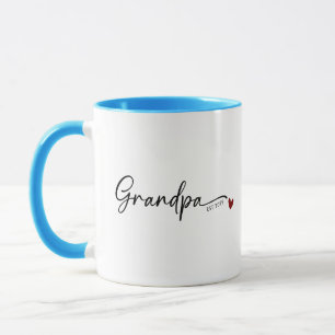 New Grandpa Established Year Script Blue Mug