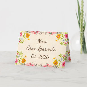 New Grandparents Est. 2020 Vintage Floral Art Card