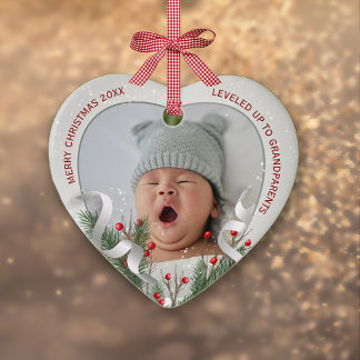 New Grandparents Silver Frame 2 Photos Christmas Ceramic Tree Decoration