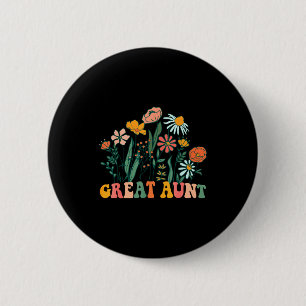 New Great Aunt Wildflower First Birthday & Bab 6 Cm Round Badge