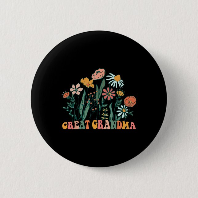 New Great Grandma Wildflower First Birthday &amp;  6 Cm Round Badge (Front)
