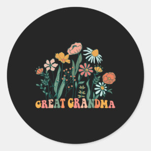 New Great Grandma Wildflower First Birthday &amp;  Classic Round Sticker