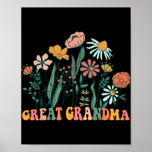 New Great Grandma Wildflower First Birthday &amp;  Poster