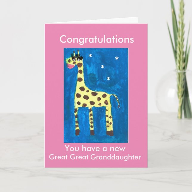 New great great granddaughter  giraffe  card (Front)