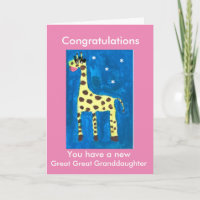 New great great granddaughter  giraffe  card