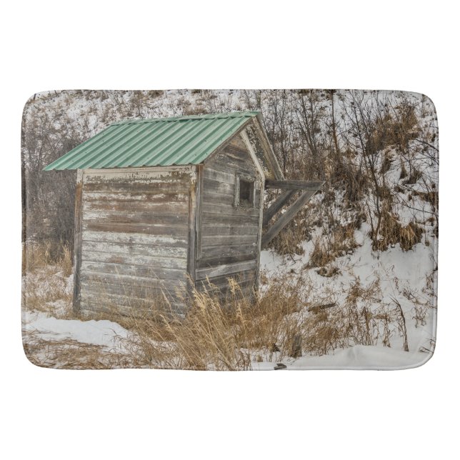 New Green Metal Roof on Outhouse Bath Mat (Front)