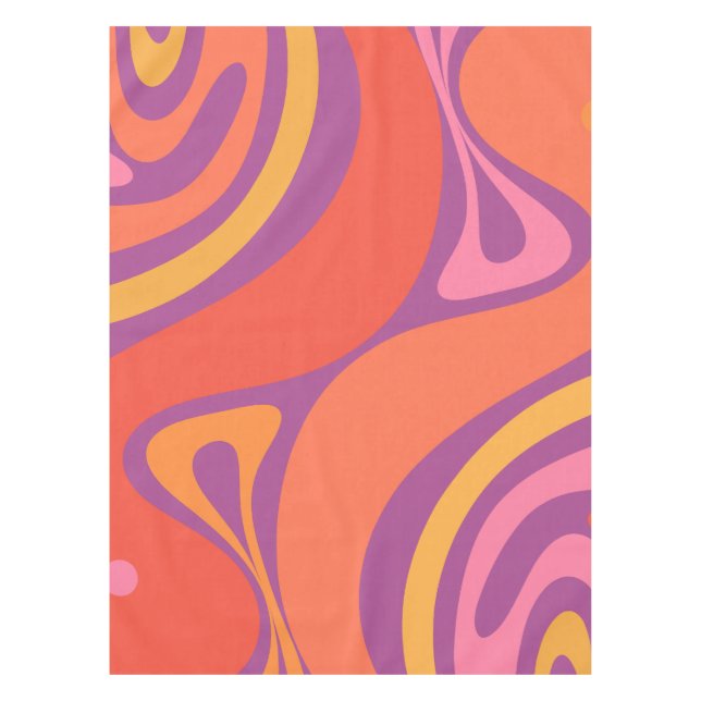 New Groove Abstract Trippy Retro 60s 70s Pattern Tablecloth (Front)