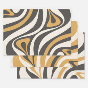 New Groove Funky Chic Retro Modern Abstract Wrapping Paper Sheet