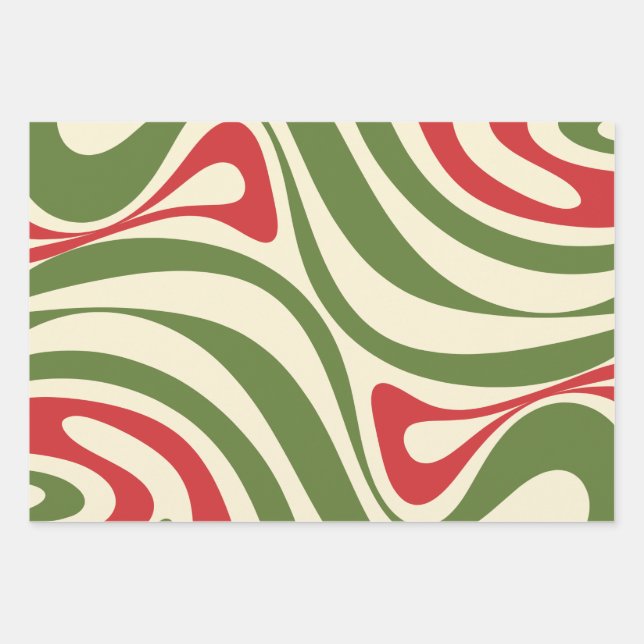 New Groove Retro Swirl Christmas Abstract Pattern Wrapping Paper Sheet (Front)