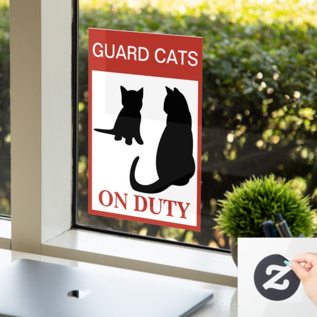 NEW! Guard Cat On Duty — Funny Warning Cling (Office)
