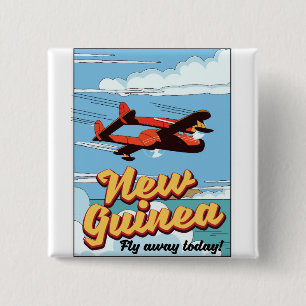 New Guinea adventure poster. 15 Cm Square Badge
