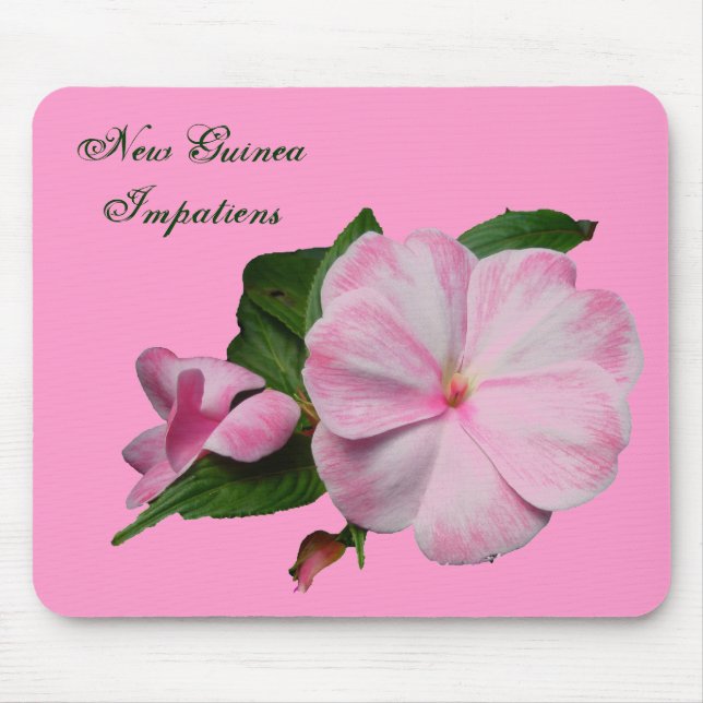New Guinea Impatiens Pink White Mousepad (Front)