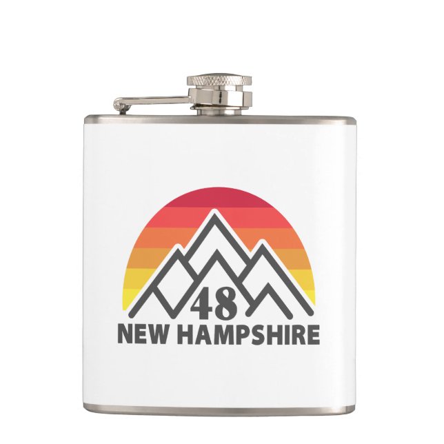 New Hampshire 48 Retro Mountain Hip Flask (Front)