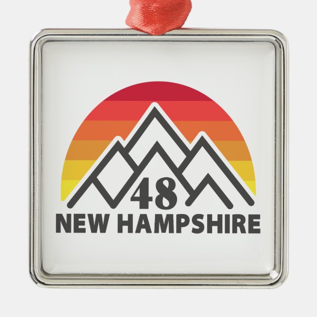 New Hampshire 48 Retro Mountain Metal Tree Decoration (Front)