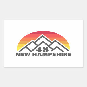 New Hampshire 48 Retro Mountain Rectangular Sticker