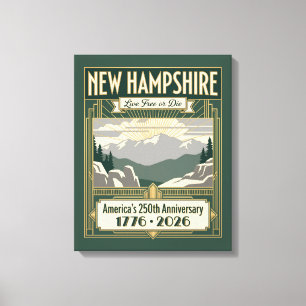 New Hampshire Art Deco America 250th Anniversary Canvas Print