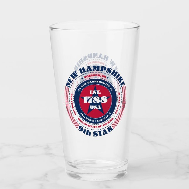 New Hampshire Circular Typography Design Glass (Front)