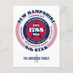 New Hampshire, Concord, NH, Patriotic, Monogram Postcard