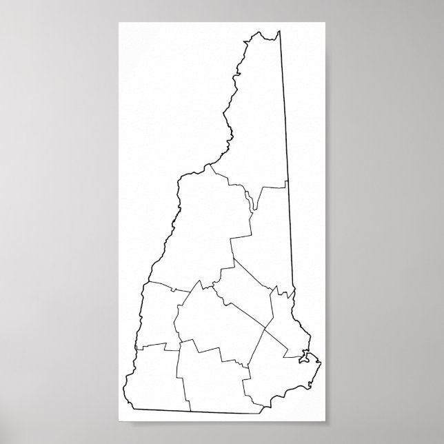 New Hampshire Counties Blank Outline Map Poster (Front)