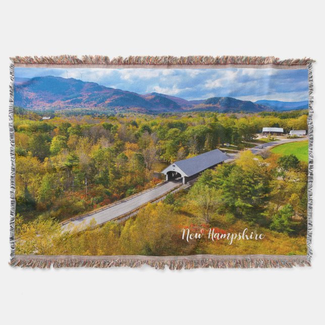 New Hampshire covered Bridge  Throw Blanket (Front)