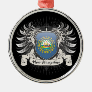 New Hampshire Crest Metal Tree Decoration