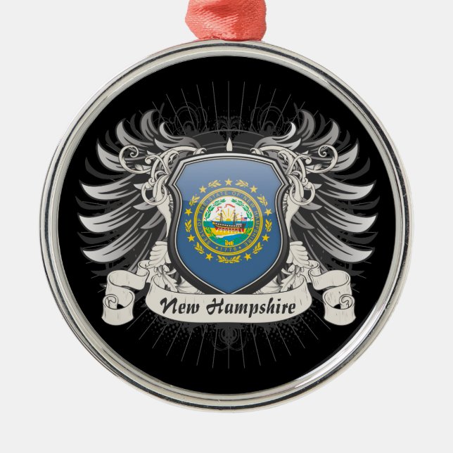 New Hampshire Crest Metal Tree Decoration (Front)
