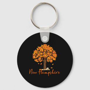 New Hampshire Fall Foliage Autumn Rustic Maple Oak Key Ring