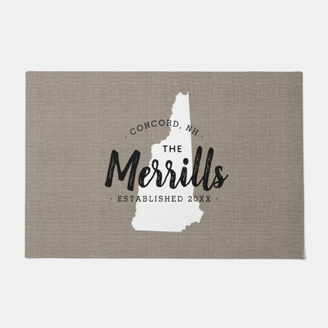 New Hampshire Family Monogram State Doormat (Front)