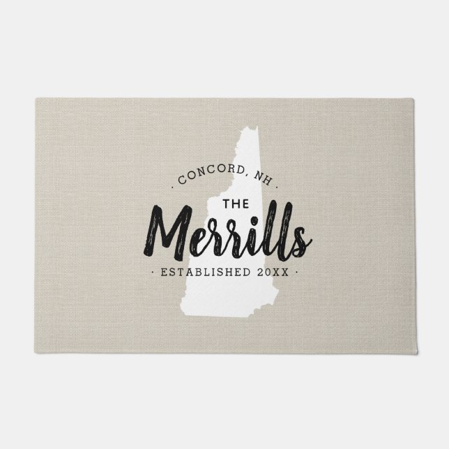 New Hampshire Family Monogram State Doormat (Front)