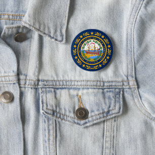 New Hampshire flag 6 Cm Round Badge