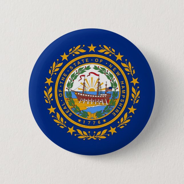 New Hampshire Flag 6 Cm Round Badge (Front)