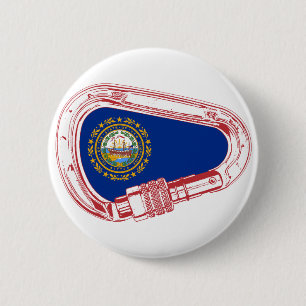 New Hampshire Flag Climbing Carabiner 6 Cm Round Badge
