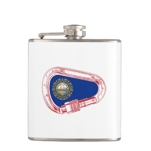New Hampshire Flag Climbing Carabiner Hip Flask