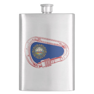 New Hampshire Flag Climbing Carabiner Hip Flask