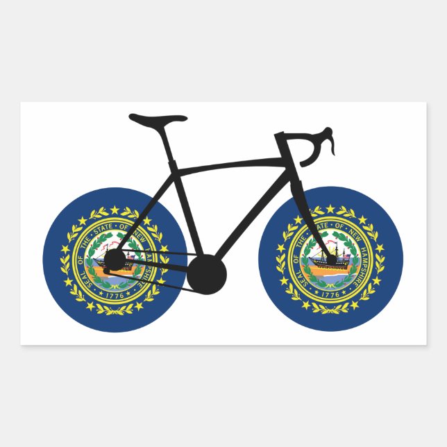 New Hampshire Flag Cycling Rectangular Sticker (Front)
